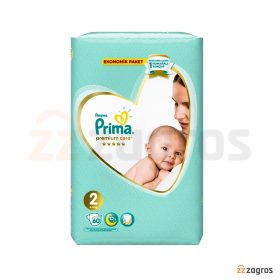 پوشک بچه پریما مدل premium care سایز 2 بسته 60 عددی